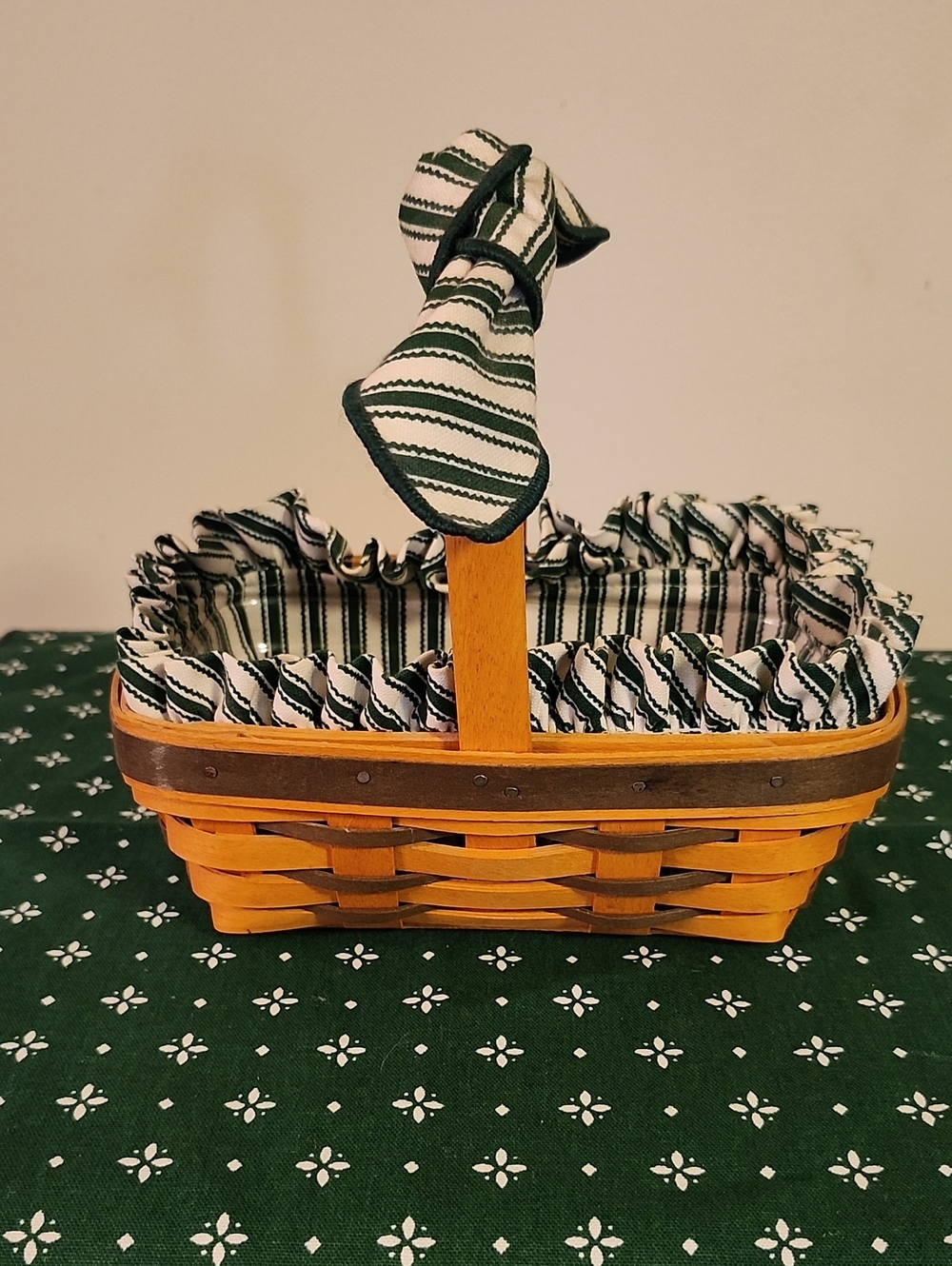 Longaberger Sweet Treats Basket with Green and White Striped Liner